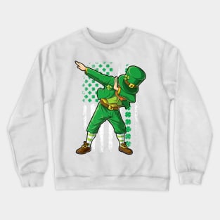 Dabbing Leprechaun Irish American Flag St Patricks Day Crewneck Sweatshirt